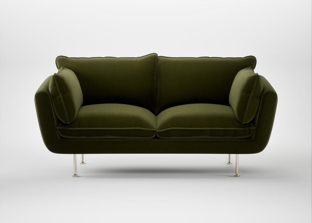 Allora 2 Seater Sofa Cotton Velvet Evergreen / Stainless Steel