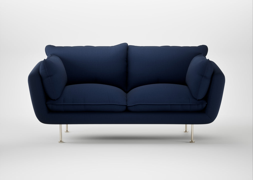 Allora 2 Seater Sofa Smart Cotton Linen Indigo / Stainless Steel