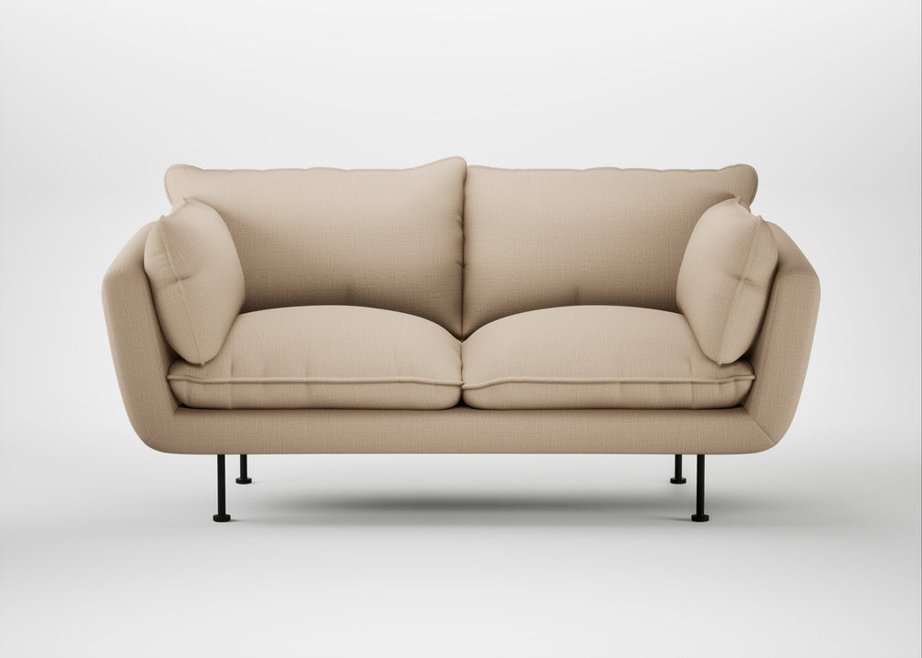 Allora 2 Seater Sofa Smart Cotton Linen Rice / Black