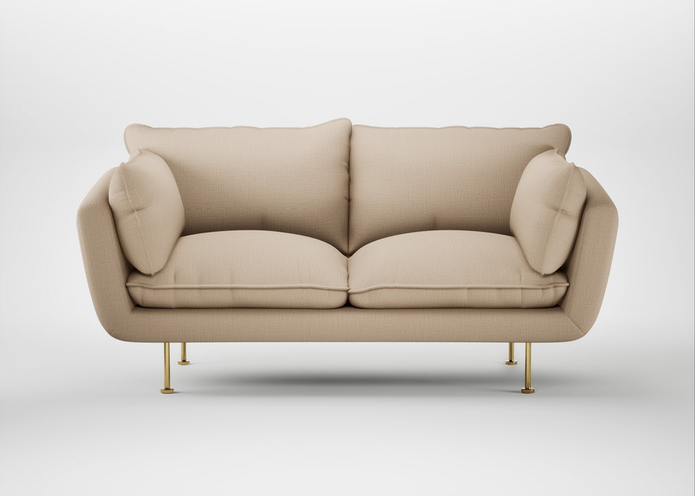 Allora 2 Seater Sofa Smart Cotton Linen Rice / Brass