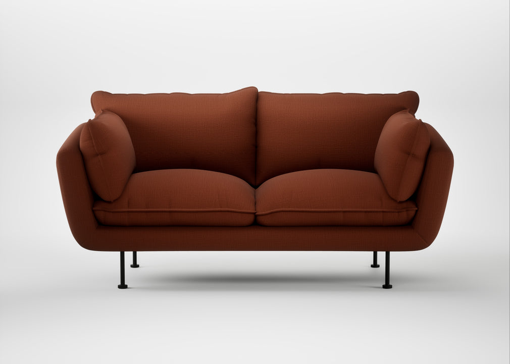 Allora 2 Seater Sofa Smart Cotton Linen Rust / Black