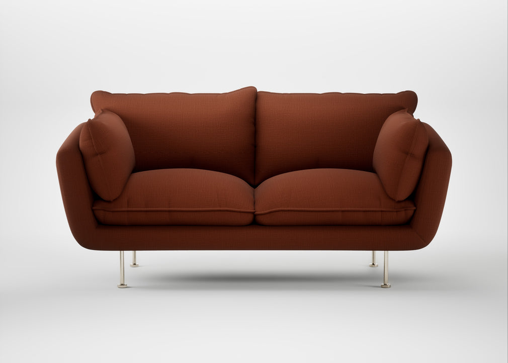 Allora 2 Seater Sofa Smart Cotton Linen Rust / Stainless Steel