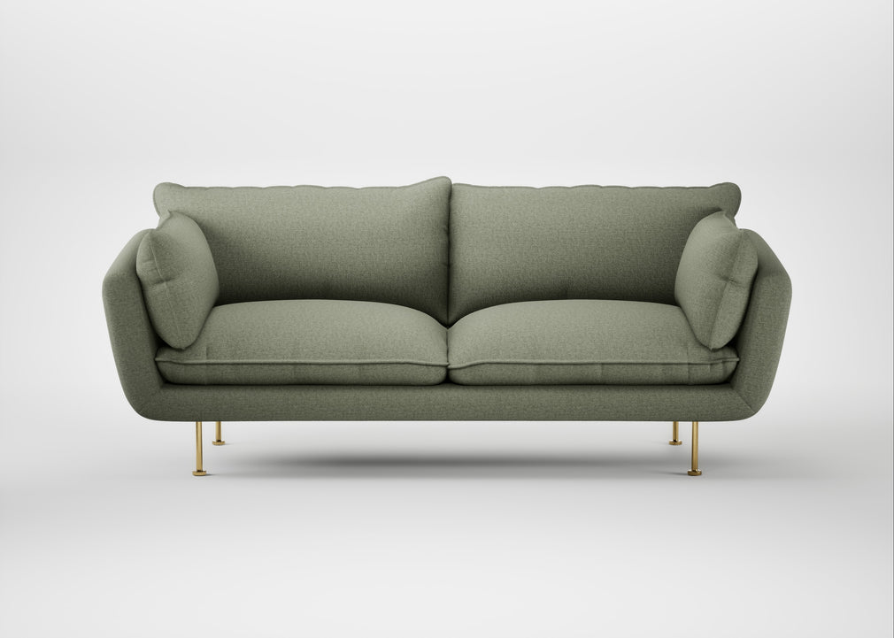 Allora 3 Seater Sofa Capelo Linen-Cotton Sage / Brass