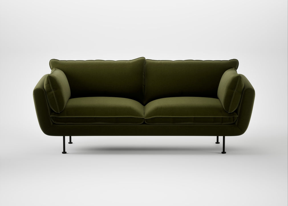 Allora 3 Seater Sofa Cotton Velvet Evergreen / Black