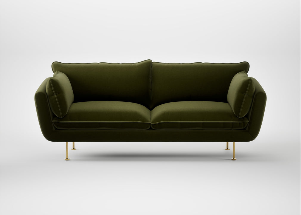 Allora 3 Seater Sofa Cotton Velvet Evergreen / Brass