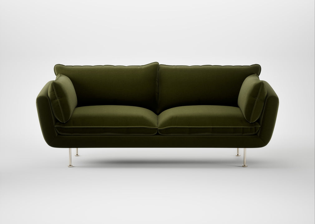 Allora 3 Seater Sofa Cotton Velvet Evergreen / Stainless Steel