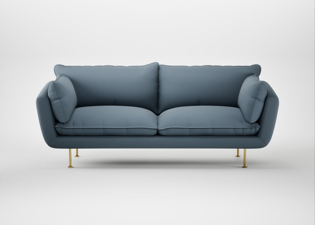 Allora 3 Seater Sofa Smart Cotton Linen Celestial / Brass
