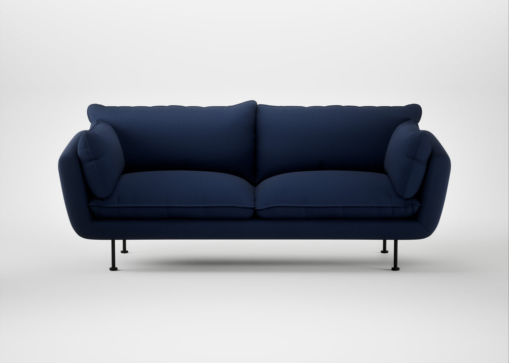 Allora 3 Seater Sofa Smart Cotton Linen Indigo / Black