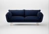 Allora 3 Seater Sofa Smart Cotton Linen Indigo / Brass