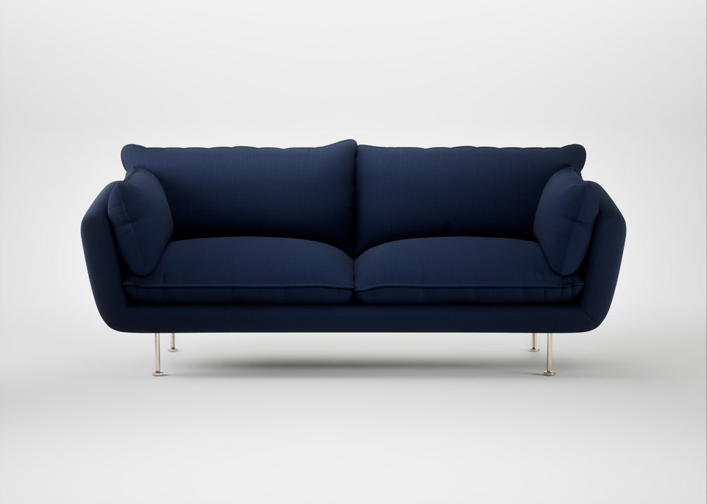 Allora 3 Seater Sofa Smart Cotton Linen Indigo / Stainless Steel