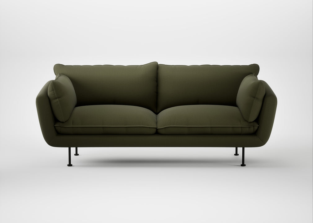 Allora 3 Seater Sofa Smart Cotton Linen Myrtle / Black