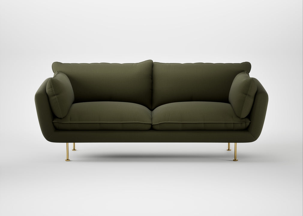 Allora 3 Seater Sofa Smart Cotton Linen Myrtle / Brass