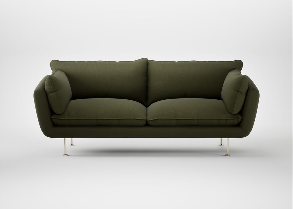 Allora 3 Seater Sofa Smart Cotton Linen Myrtle / Stainless Steel