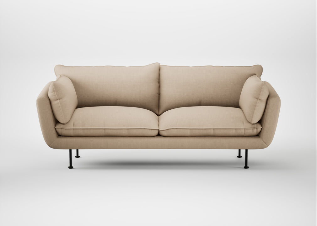 Allora 3 Seater Sofa Smart Cotton Linen Rice / Black