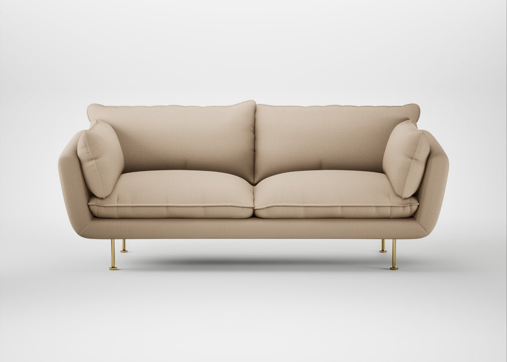 Allora 3 Seater Sofa Smart Cotton Linen Rice / Brass