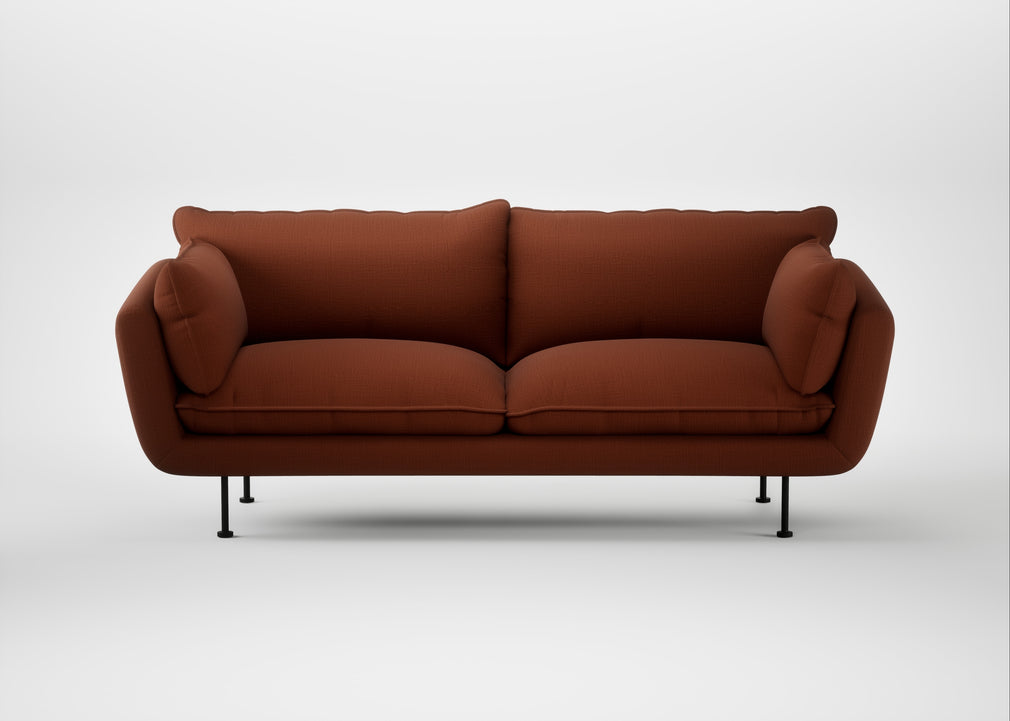 Allora 3 Seater Sofa Smart Cotton Linen Rust / Black