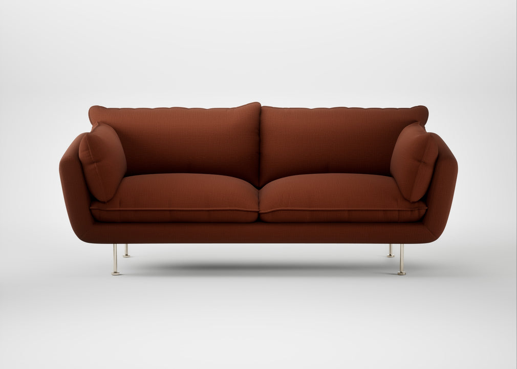 Allora 3 Seater Sofa Smart Cotton Linen Rust / Stainless Steel