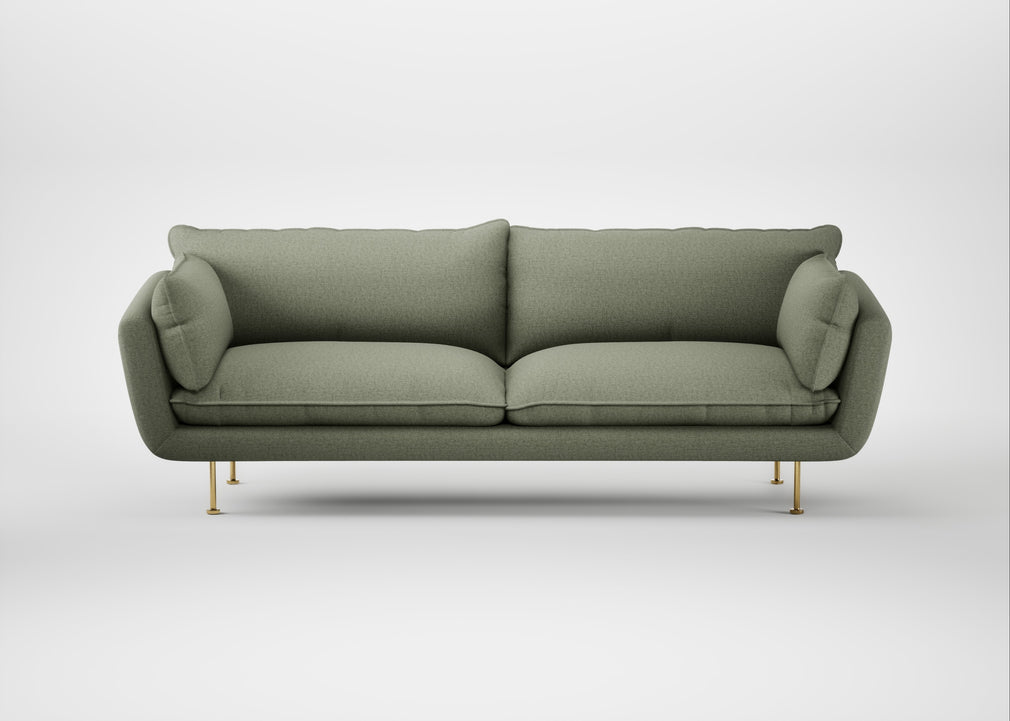 Allora 4 Seater Sofa Capelo Linen-Cotton Sage / Brass