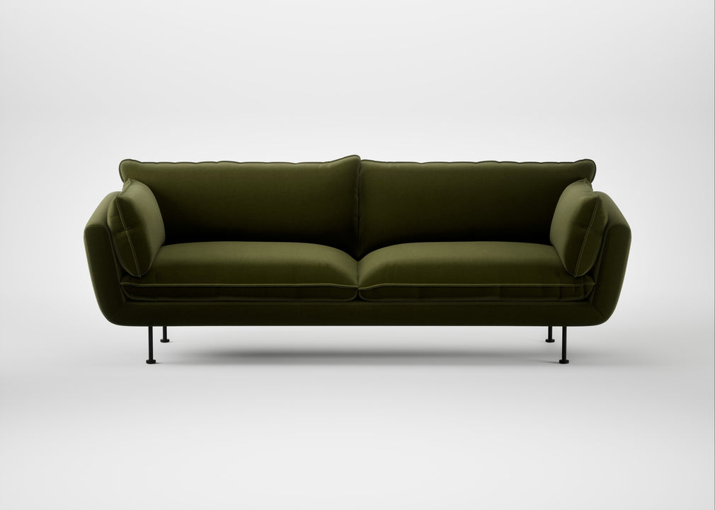 Allora 4 Seater Sofa Cotton Velvet Evergreen / Black