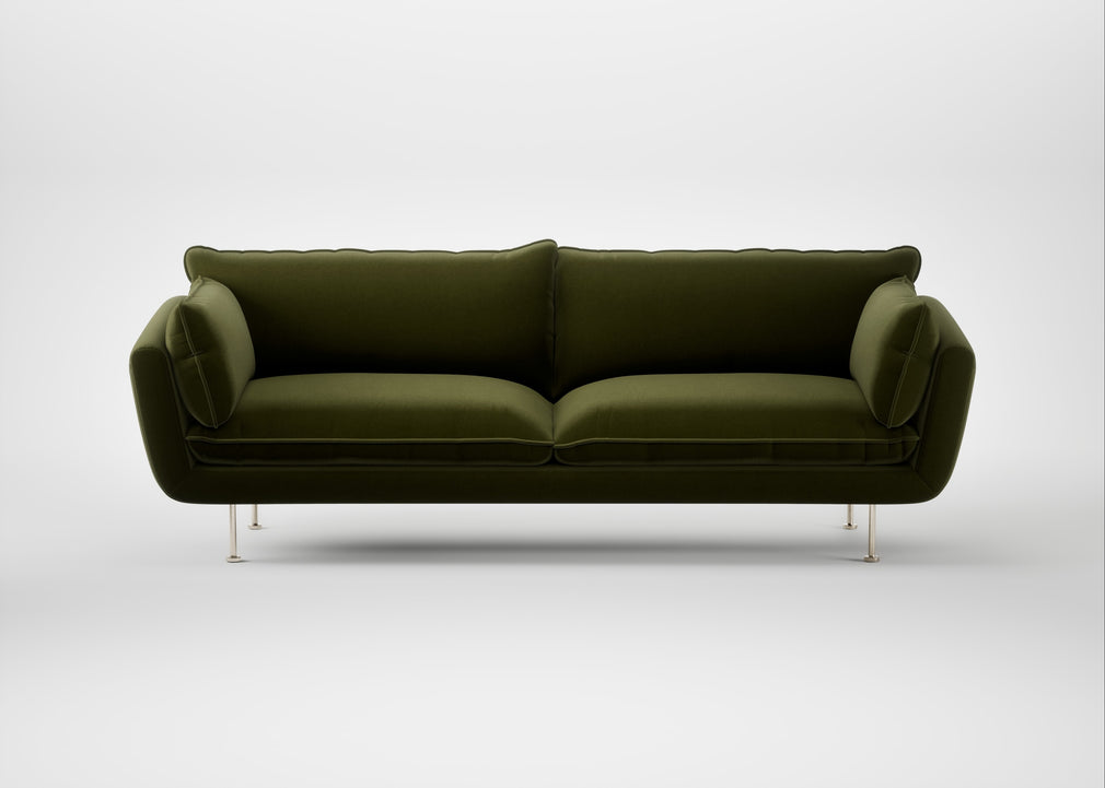 Allora 4 Seater Sofa Cotton Velvet Evergreen / Stainless Steel