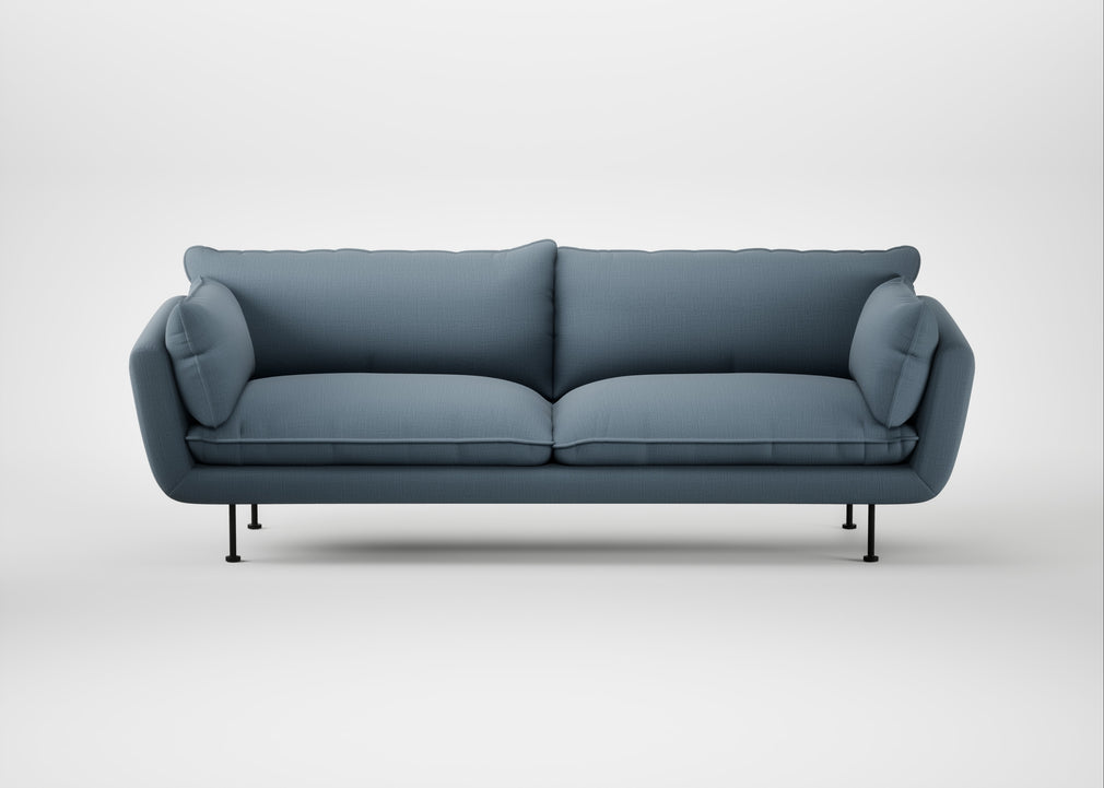 Allora 4 Seater Sofa Smart Cotton Linen Celestial / Black