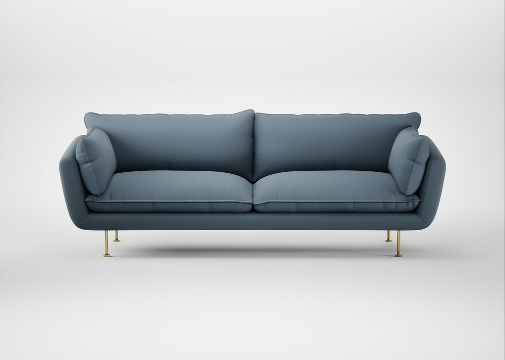 Allora 4 Seater Sofa Smart Cotton Linen Celestial / Brass