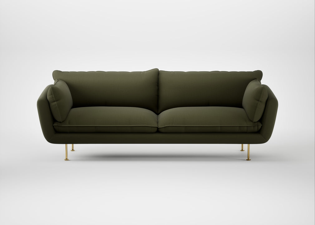 Allora 4 Seater Sofa Smart Cotton Linen Myrtle / Brass