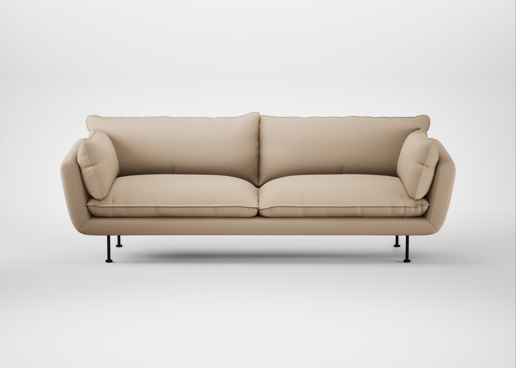 Allora 4 Seater Sofa Smart Cotton Linen Rice / Black
