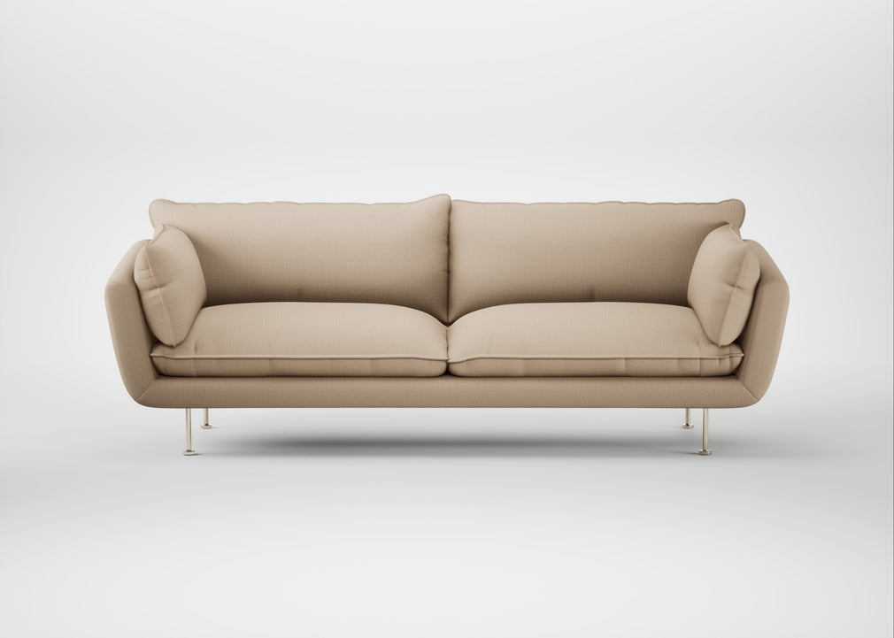 Allora 4 Seater Sofa Smart Cotton Linen Rice / Stainless Steel