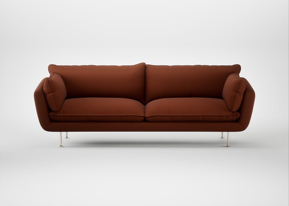 Allora 4 Seater Sofa Smart Cotton Linen Rust / Stainless Steel