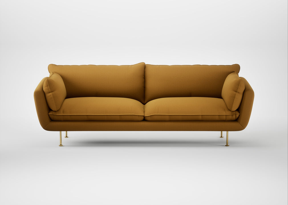 Allora 4 Seater Sofa Smart Cotton Linen Sahara / Brass
