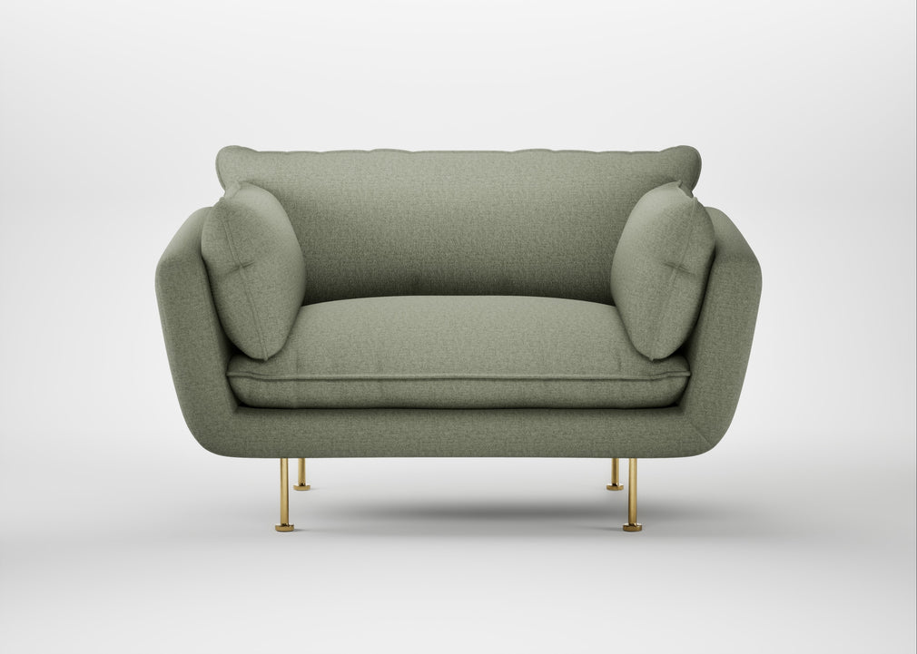 Allora Loveseat Capelo Linen-Cotton Sage / Brass