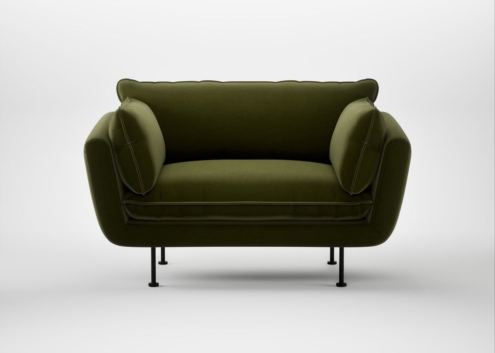 Allora Loveseat Cotton Velvet Evergreen / Black