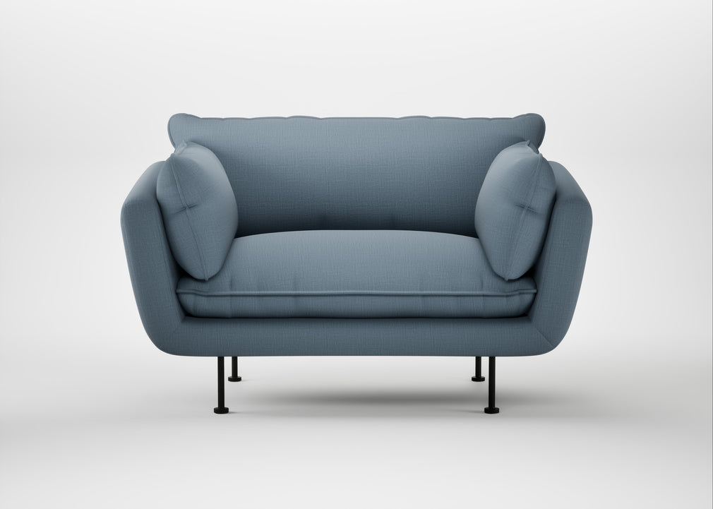 Allora Loveseat Smart Cotton Linen Celestial / Black