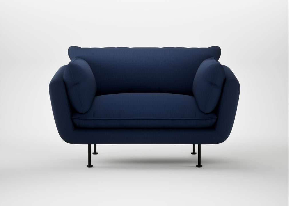 Allora Loveseat Smart Cotton Linen Indigo / Black