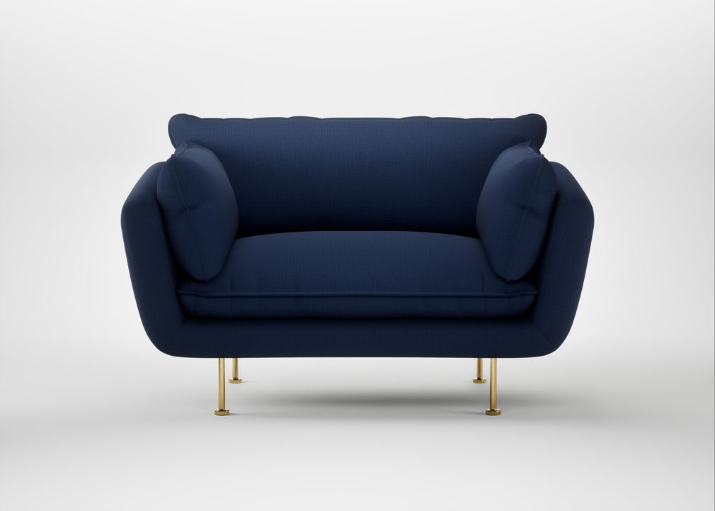 Allora Loveseat Smart Cotton Linen Indigo / Brass