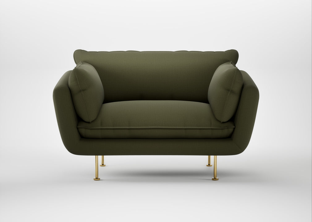 Allora Loveseat Smart Cotton Linen Myrtle / Brass
