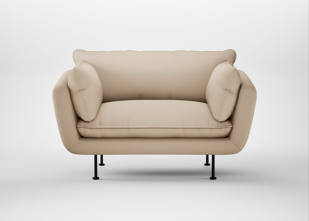 Allora Loveseat Smart Cotton Linen Rice / Black