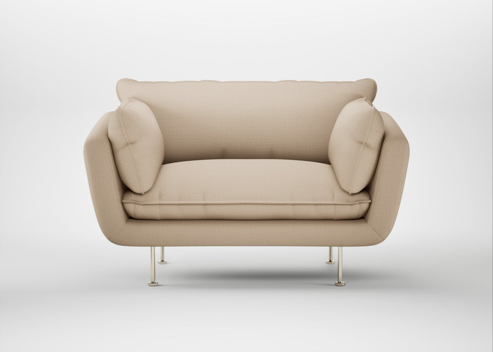 Allora Loveseat Smart Cotton Linen Rice / Stainless Steel