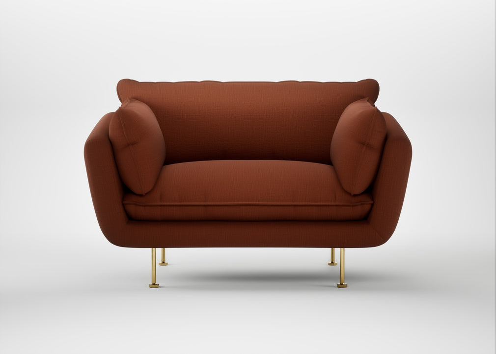 Allora Loveseat Smart Cotton Linen Rust / Brass