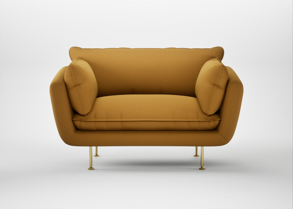 Allora Loveseat Smart Cotton Linen Sahara / Brass