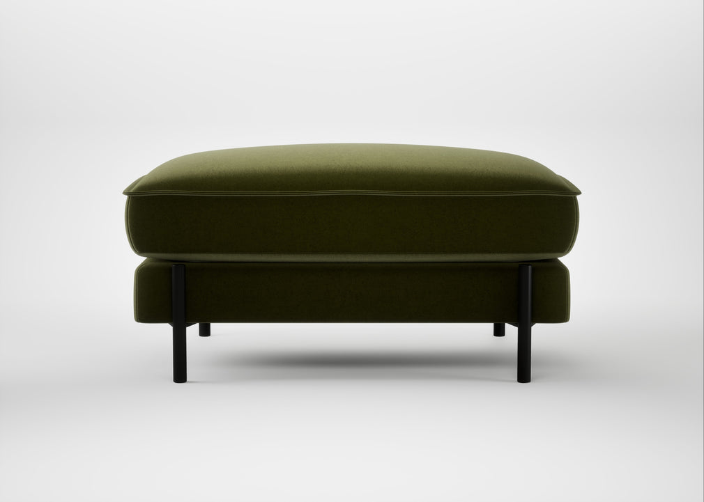 Tortona Footstool Cotton Velvet Evergreen