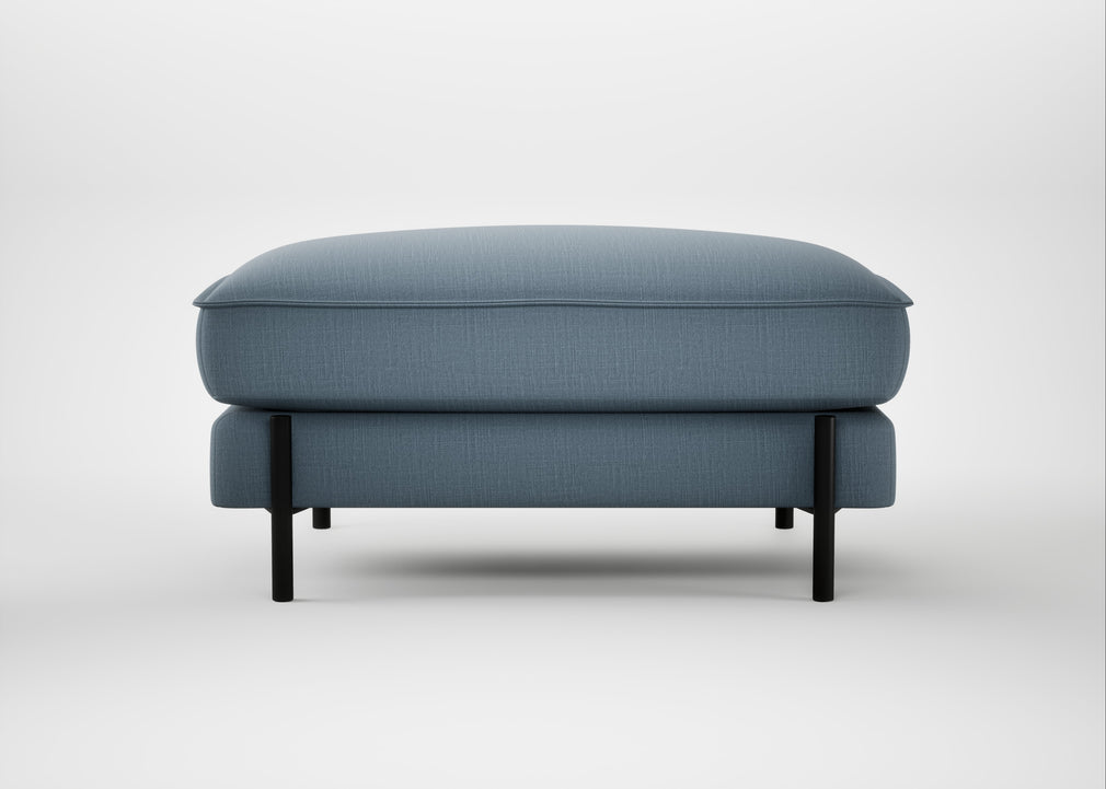 Tortona Footstool Smart Cotton Linen Celestial