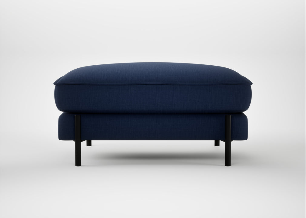 Tortona Footstool Smart Cotton Linen Indigo