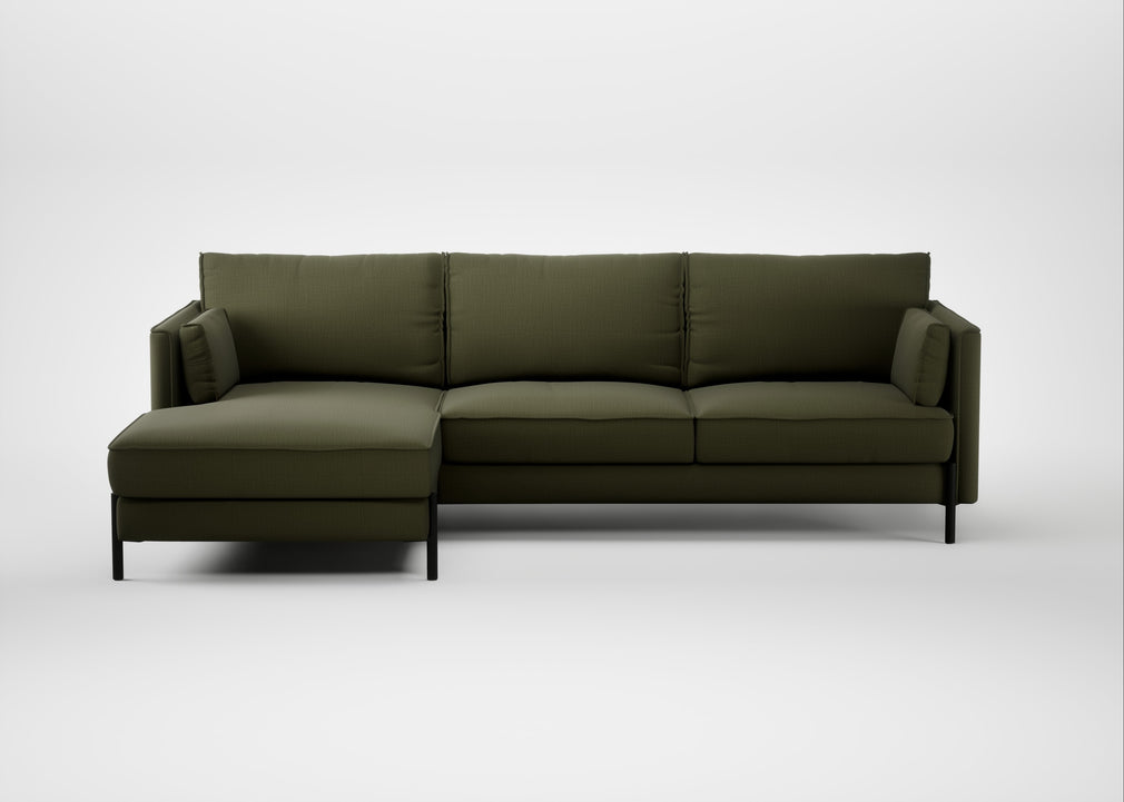 Tortona Left Hand Facing Corner Chaise Smart Cotton Linen Myrtle