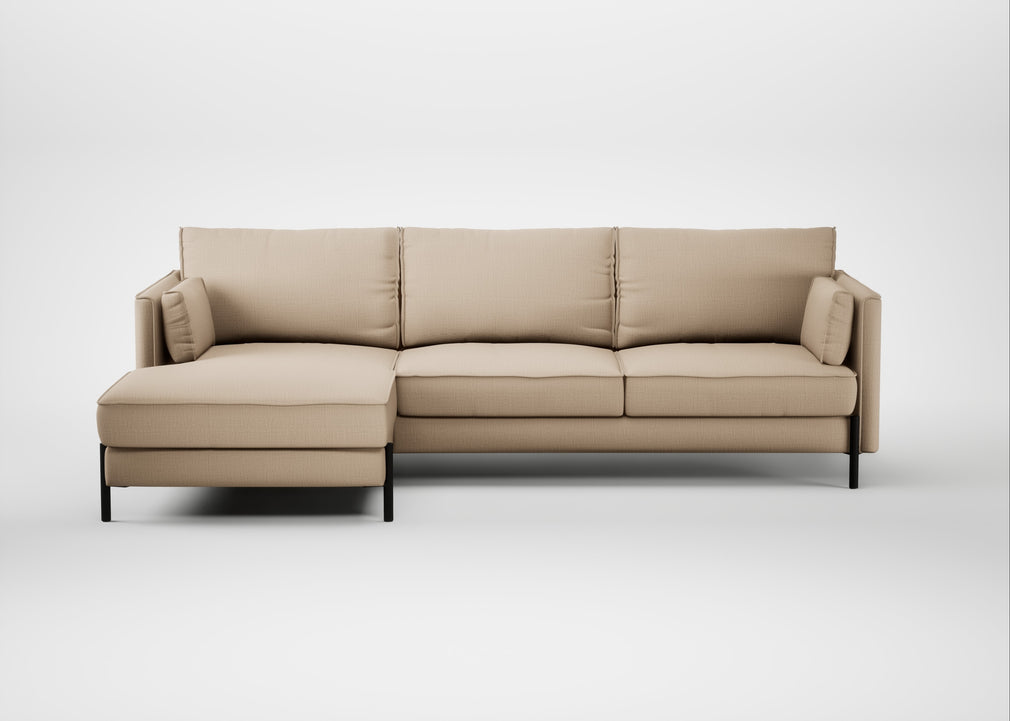 Tortona Left Hand Facing Corner Chaise Smart Cotton Linen Rice