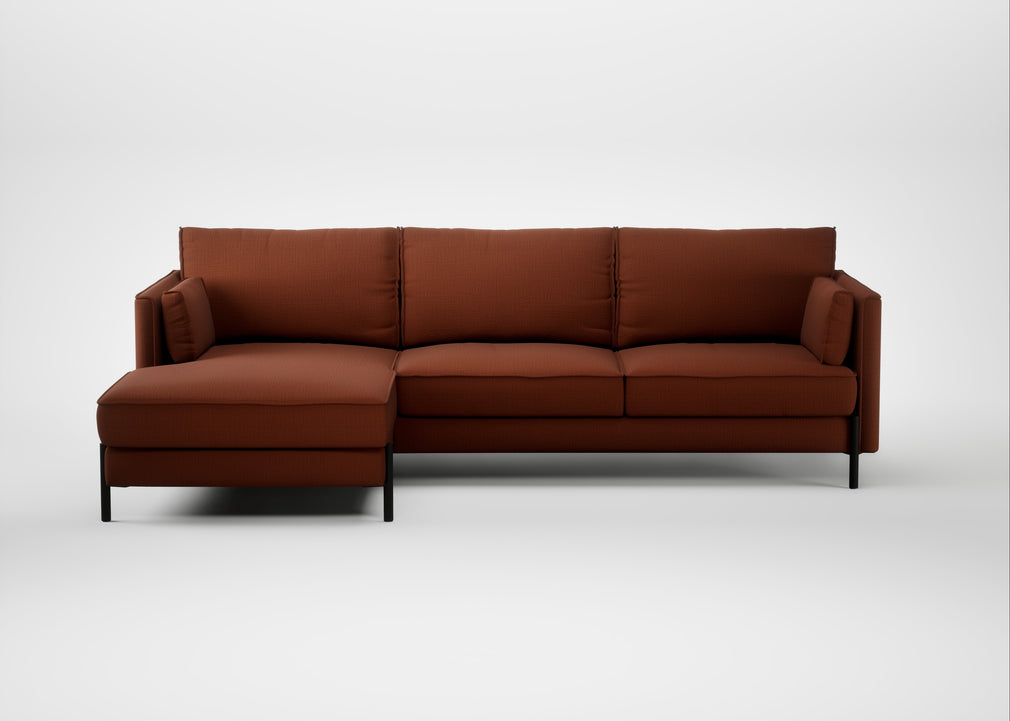 Tortona Left Hand Facing Corner Chaise Smart Cotton Linen Rust