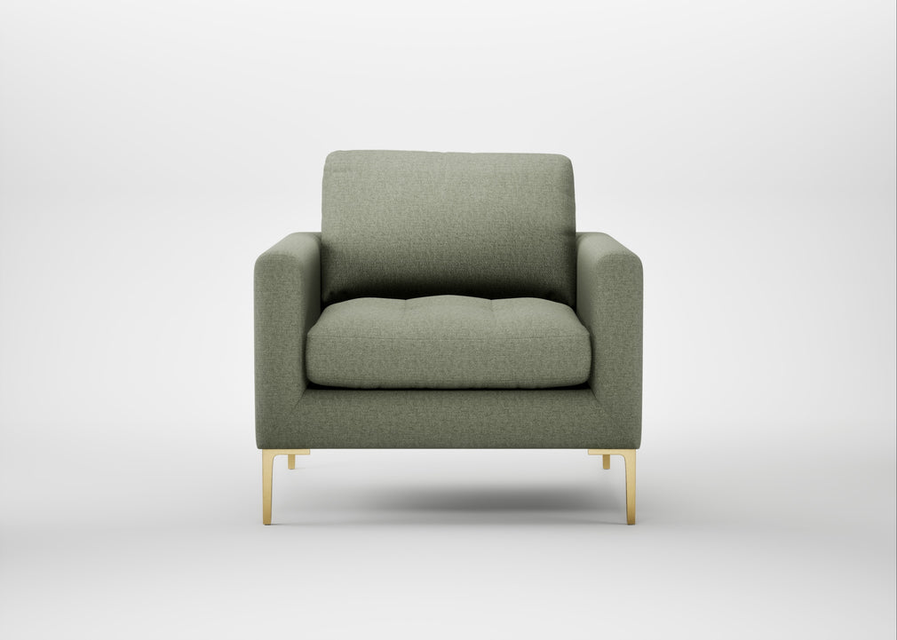 Eton Armchair Capelo Linen-Cotton Sage / Brass