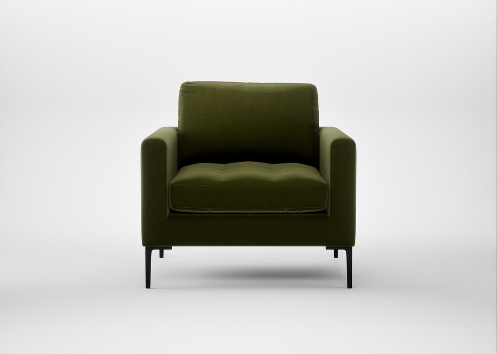 Eton Armchair Cotton Velvet Evergreen / Black