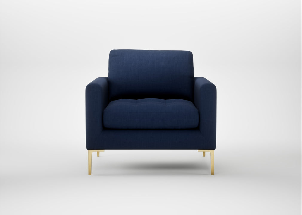 Eton Armchair Smart Cotton Linen Celestial / Brass